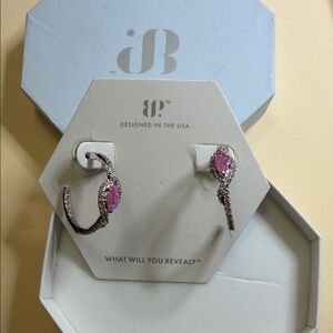 Pink Pavé Hoop Earrings with Sparkling Stones